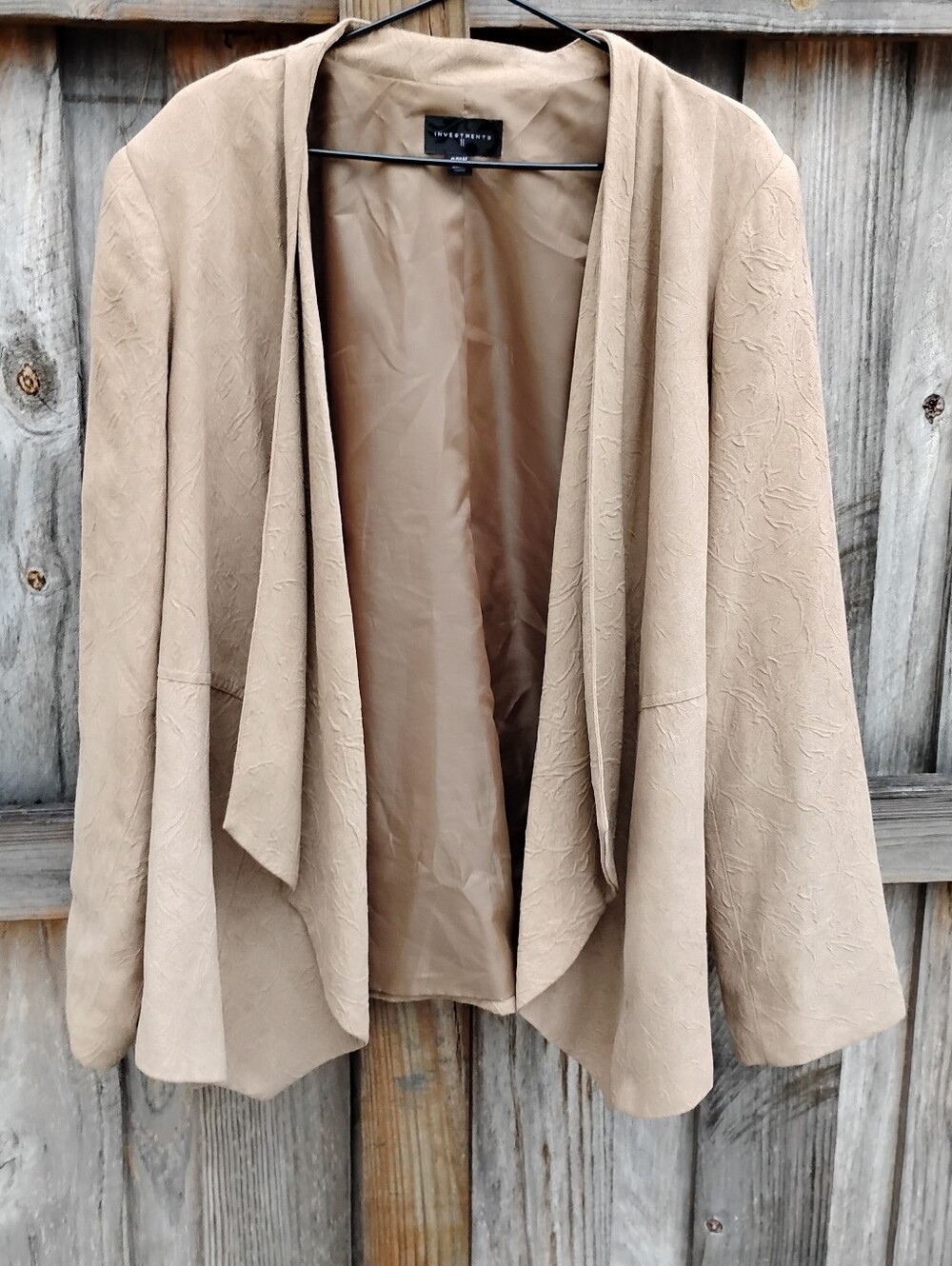 Investments Faux Suede Blazer Cape Open Front Jacket Size 20W
